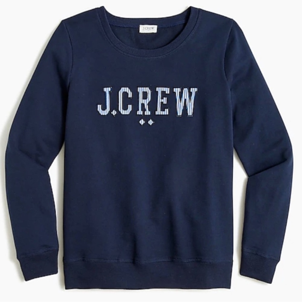 J.Crew Navy logo striped sweatshirt size small
